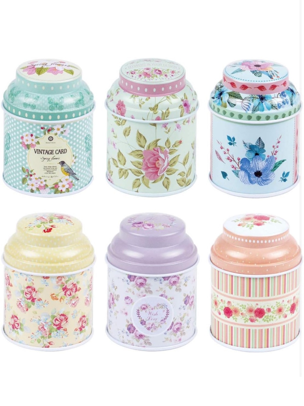French pastel money or tea tins - trinket boxes - coin carrier
